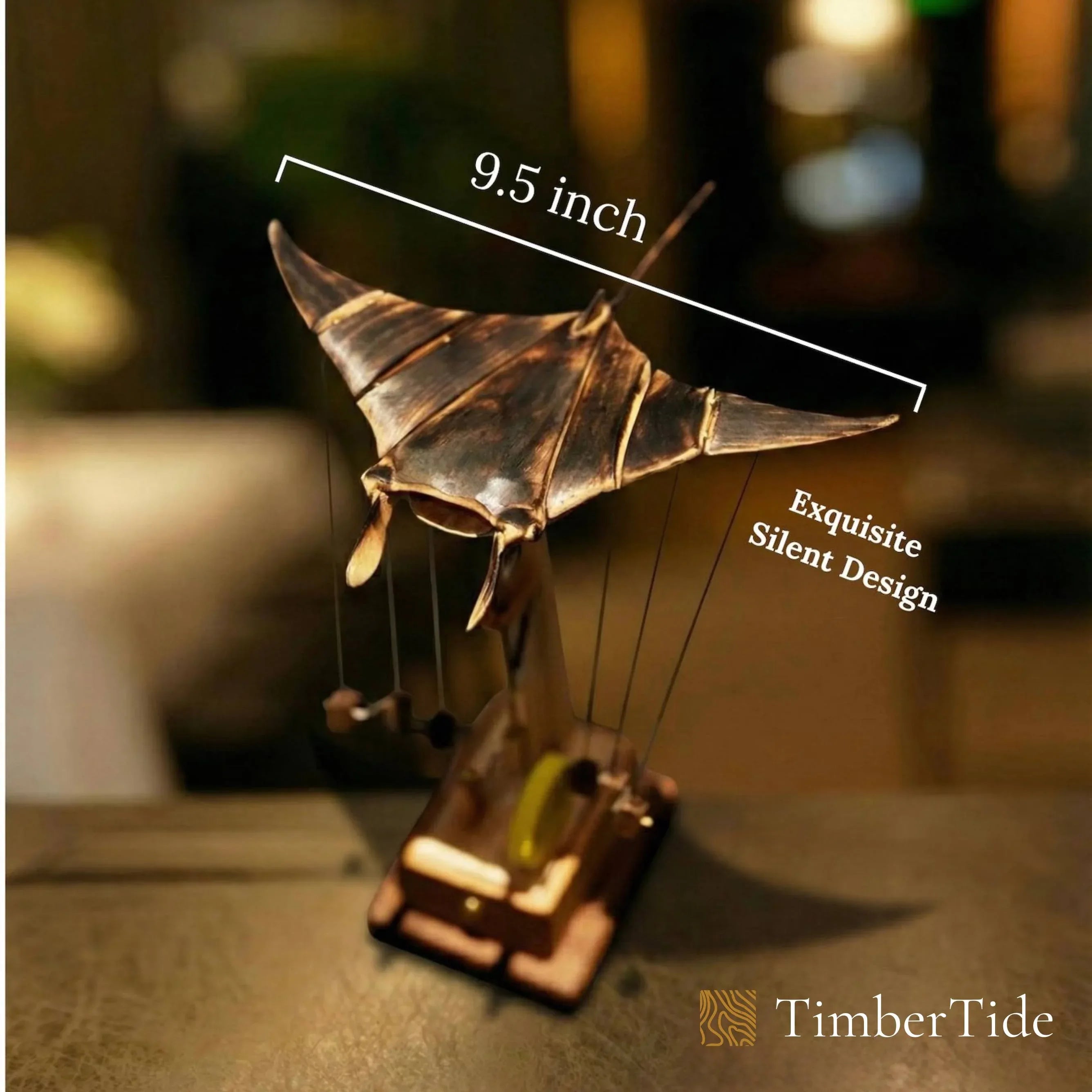 Handcrafted Wooden Manta Ray Automaton