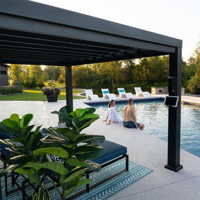 12x10 Trenton Modern Steel Pergola With Sail Shade Soft Canopy