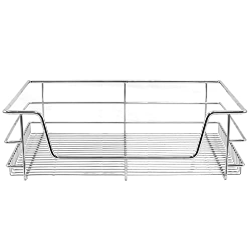 KuKoo 3 x Kitchen Pull Out Soft Close Heavy Duty Baskets, 600mm Wide Cabinet, Slide Out Wire Storage Drawers, Pull-Out Organiser Metal