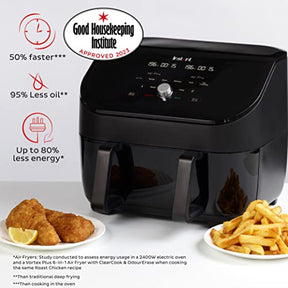 Instant Vortex Plus VersaZone-8.5L XL/Dual Air Fryer, Black,8-in-1 Smart Programmes-Fry,Bake,Roast,Grill,Dehydrate,Reheat,- Save 80% Energy Bills
