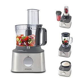 Kenwood Multipro Compact+ FDM312 SS, 5-in-1 Compact Food Processor, Stainless Steel, 2.1 L Capacity, digital weighing scale, Jug Blender, Spicemill, 2x Smoothie Blender, 800 W