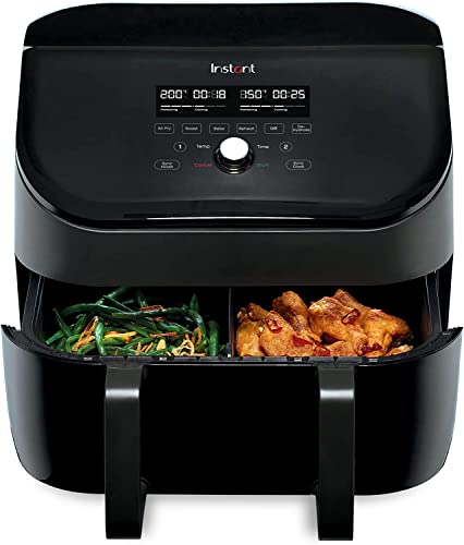 Instant Vortex Plus VersaZone-8.5L XL/Dual Air Fryer, Black,8-in-1 Smart Programmes-Fry,Bake,Roast,Grill,Dehydrate,Reheat,- Save 80% Energy Bills