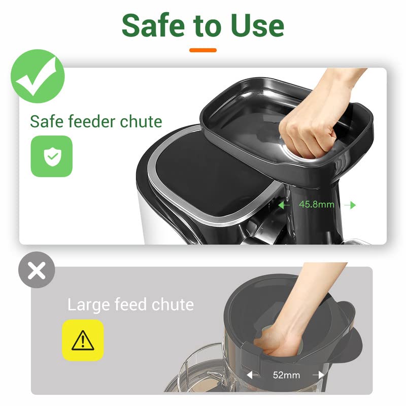 Juicer Machines,AMZCHEF Slow Masticating Juicer Extractor, Cold Press Juicer with Two Speed Modes, Travel bottle(500ML),LED display, Easy to Clean Brush &amp; Quiet Motor for Vegetables&amp;Fruits,Pear White