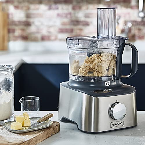 Kenwood Multipro Compact+ FDM312 SS, 5-in-1 Compact Food Processor, Stainless Steel, 2.1 L Capacity, digital weighing scale, Jug Blender, Spicemill, 2x Smoothie Blender, 800 W