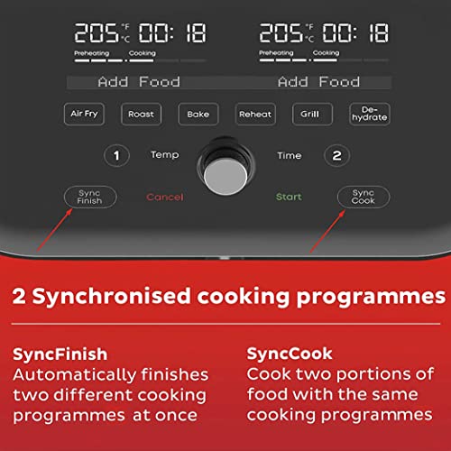 Instant Vortex Plus VersaZone-8.5L XL/Dual Air Fryer, Black,8-in-1 Smart Programmes-Fry,Bake,Roast,Grill,Dehydrate,Reheat,- Save 80% Energy Bills