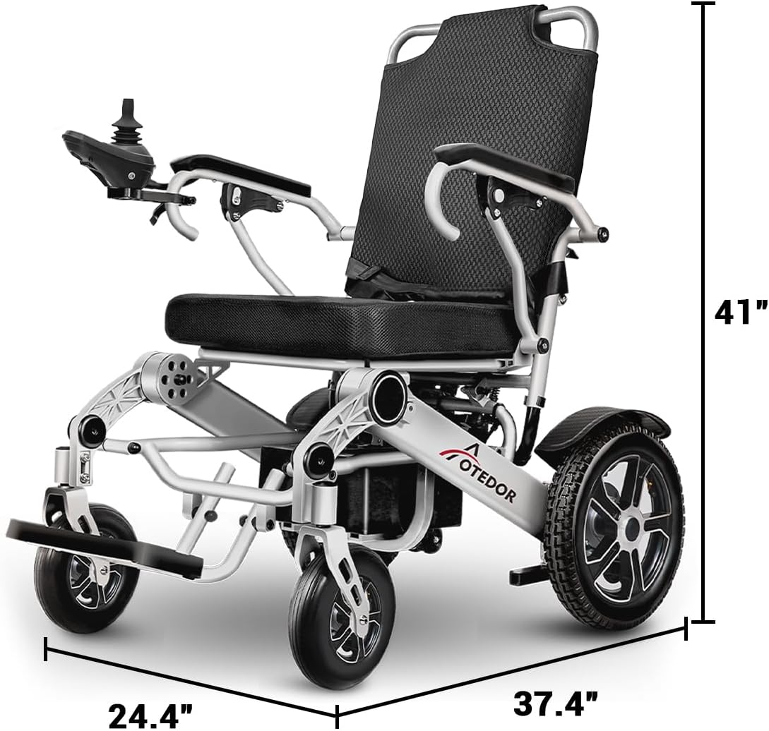 Lightweight Foldable Electric Wheelchair, 30 Miles Long Range, All Terrain, Portable & Airline Approved