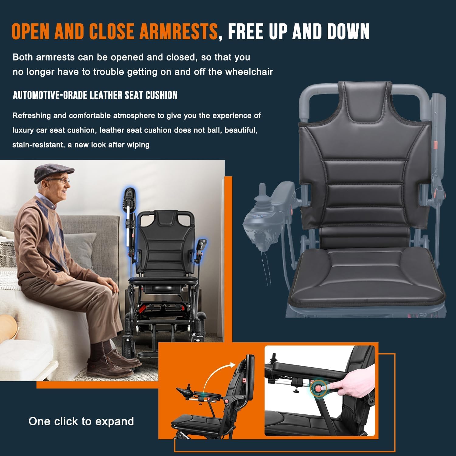 Carbon Fiber Lightweight Foldable Electric Wheelchair, 13kg, Airline Approved, 360W Motor