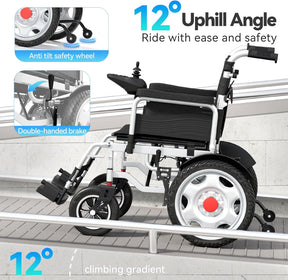 Foldable Electric Wheelchair for Adults, 25+ Mile Range, Portable All-Terrain Motorized Wheelchair for Seniors