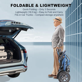 Foldable Electric Wheelchair with 10Ah Battery, 500W Motor, Lightweight Aluminium, 20km Range
