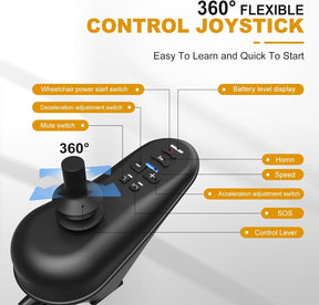 Foldable Lightweight Electric Wheelchair for Adults, Dual 500W Motors, 15 Mile Range, All Terrain, Supports 350 lbs