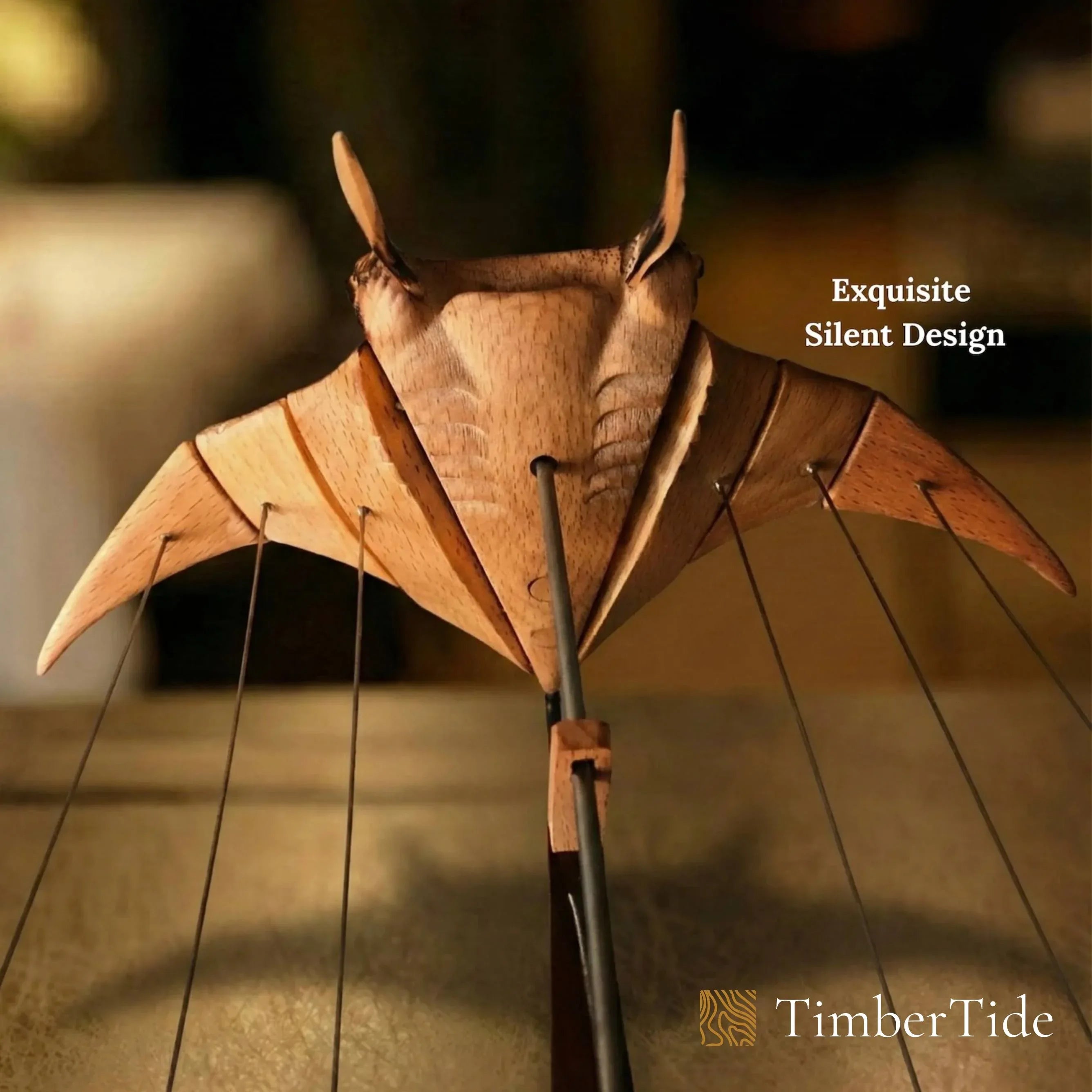 Handcrafted Wooden Manta Ray Automaton