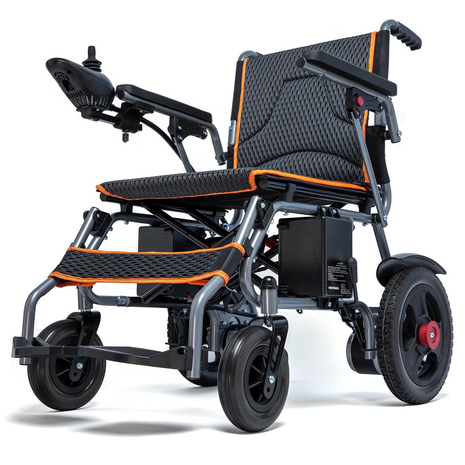33lb Lightweight Folding Electric Wheelchair – Dual Motors, Removable Battery, SOS Alert & One-Click Mute