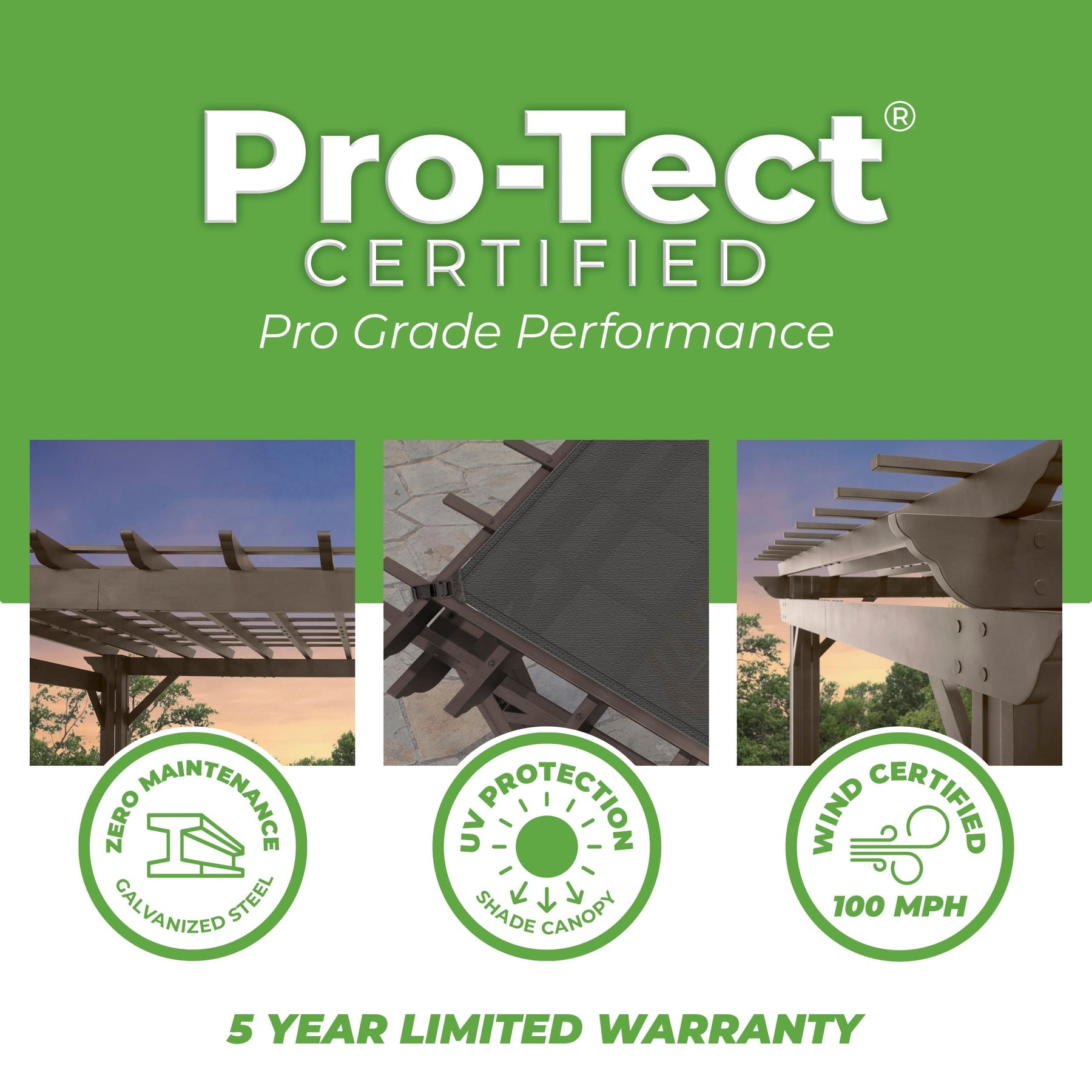 12x10 Ashford Traditional Steel Pergola With Sail Shade Soft Canopy