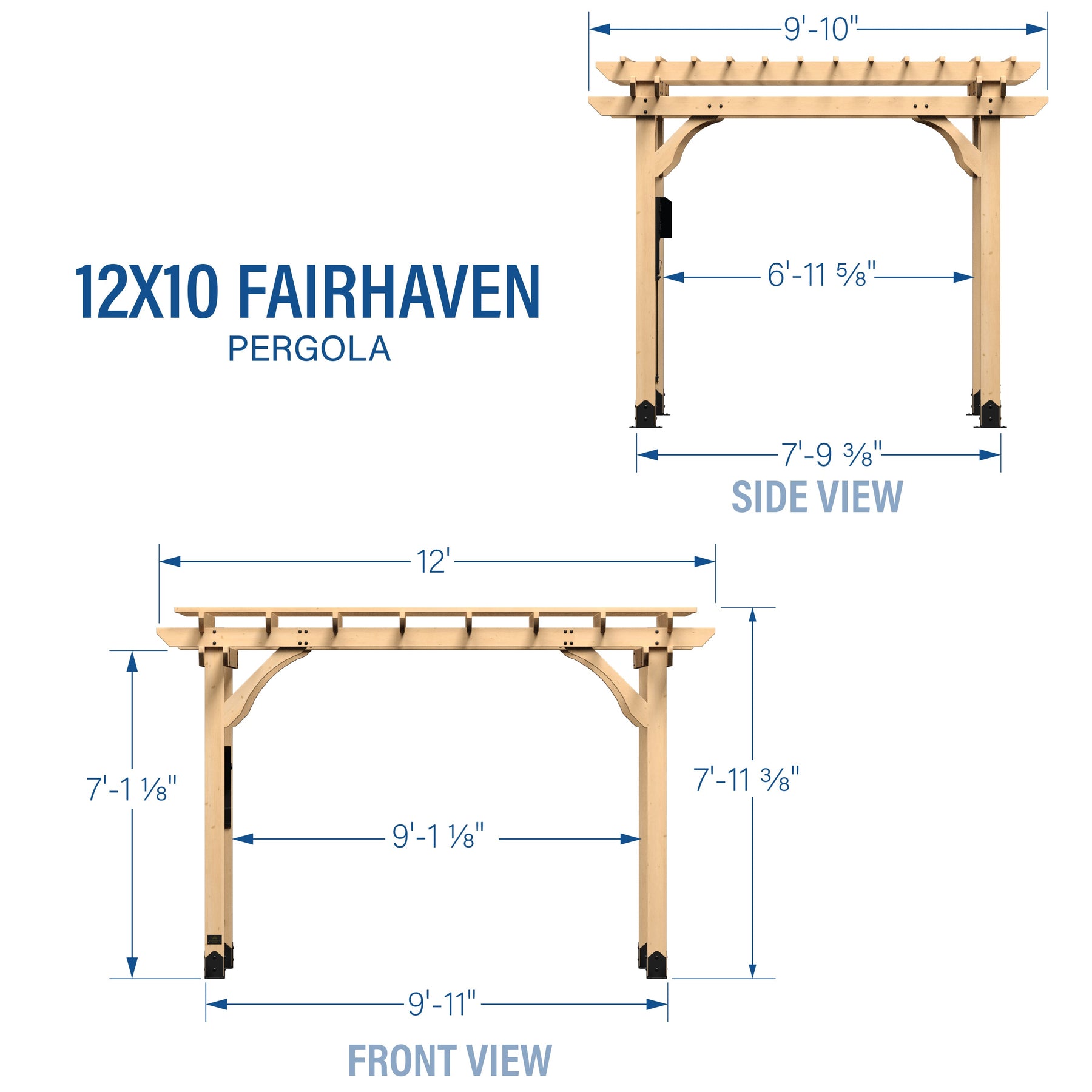 12x10 Fairhaven Pergola Natural