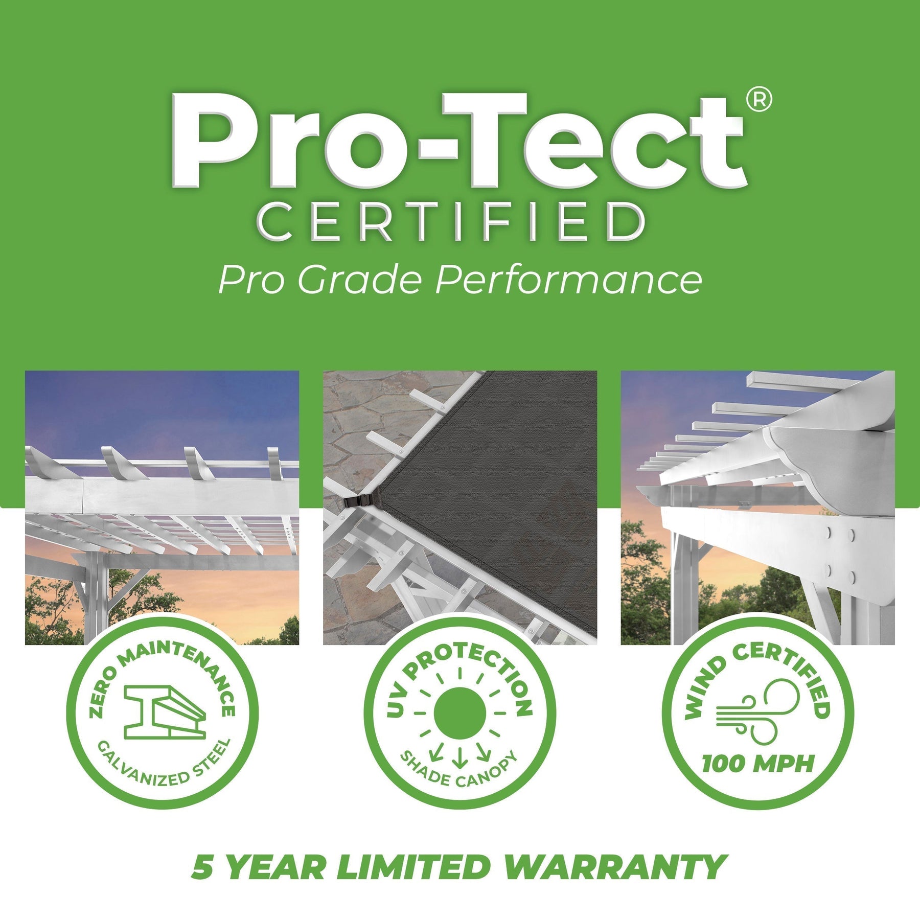 12x10 Hawthorne Traditional Steel Pergola With Sail Shade Soft Canopy