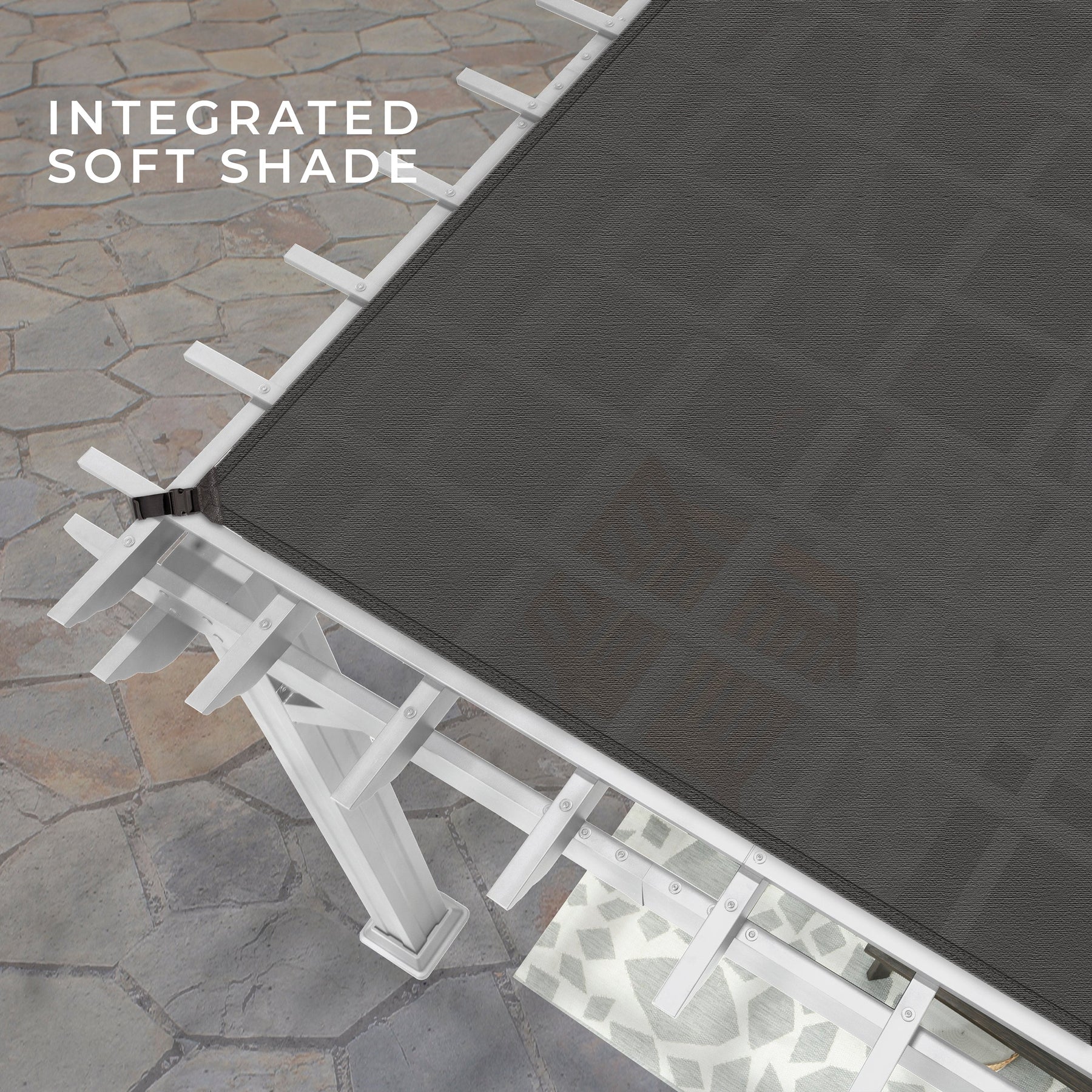 12x10 Hawthorne Traditional Steel Pergola With Sail Shade Soft Canopy