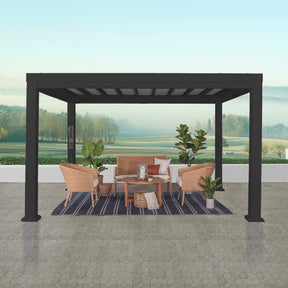 12x10 Trenton Modern Steel Pergola With Sail Shade Soft Canopy