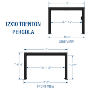 12x10 Trenton Modern Steel Pergola With Sail Shade Soft Canopy