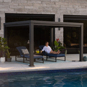 12x10 Trenton Modern Steel Pergola With Sail Shade Soft Canopy