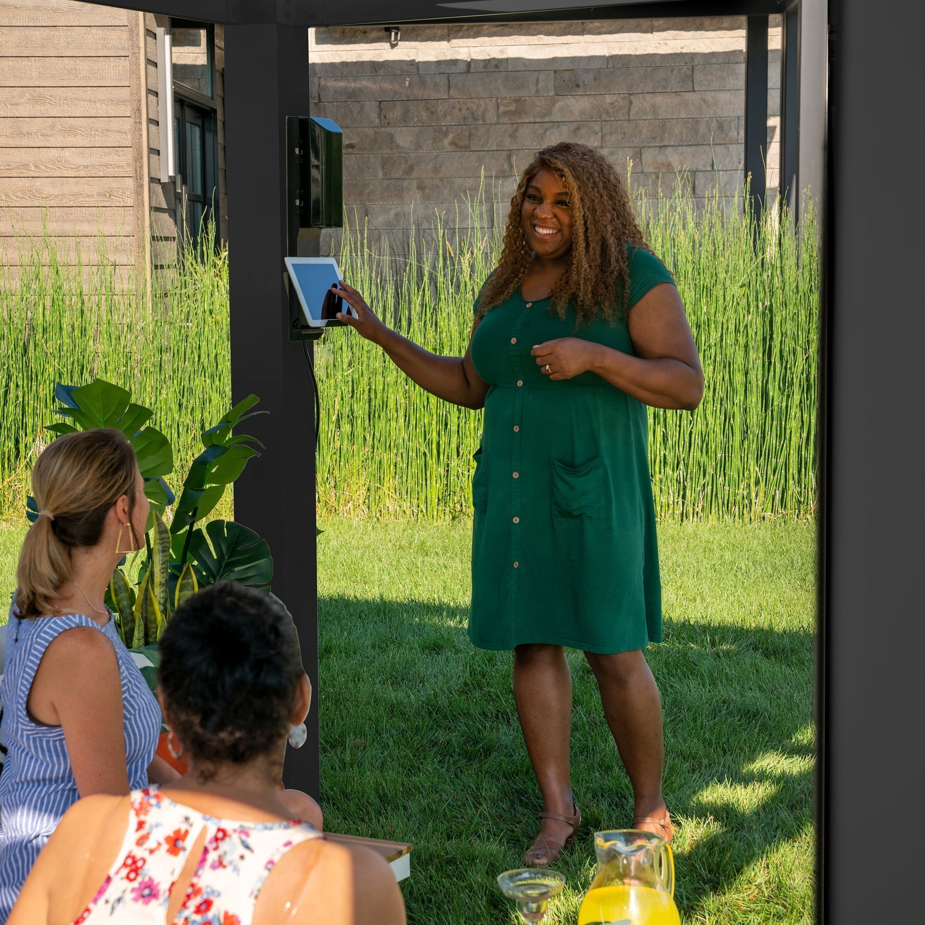 12x10 Trenton Modern Steel Pergola With Sail Shade Soft Canopy