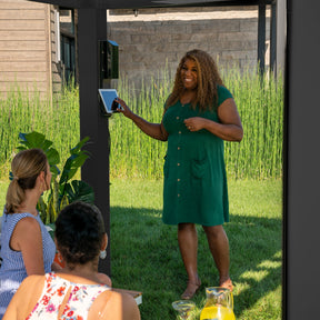 12x10 Trenton Modern Steel Pergola With Sail Shade Soft Canopy
