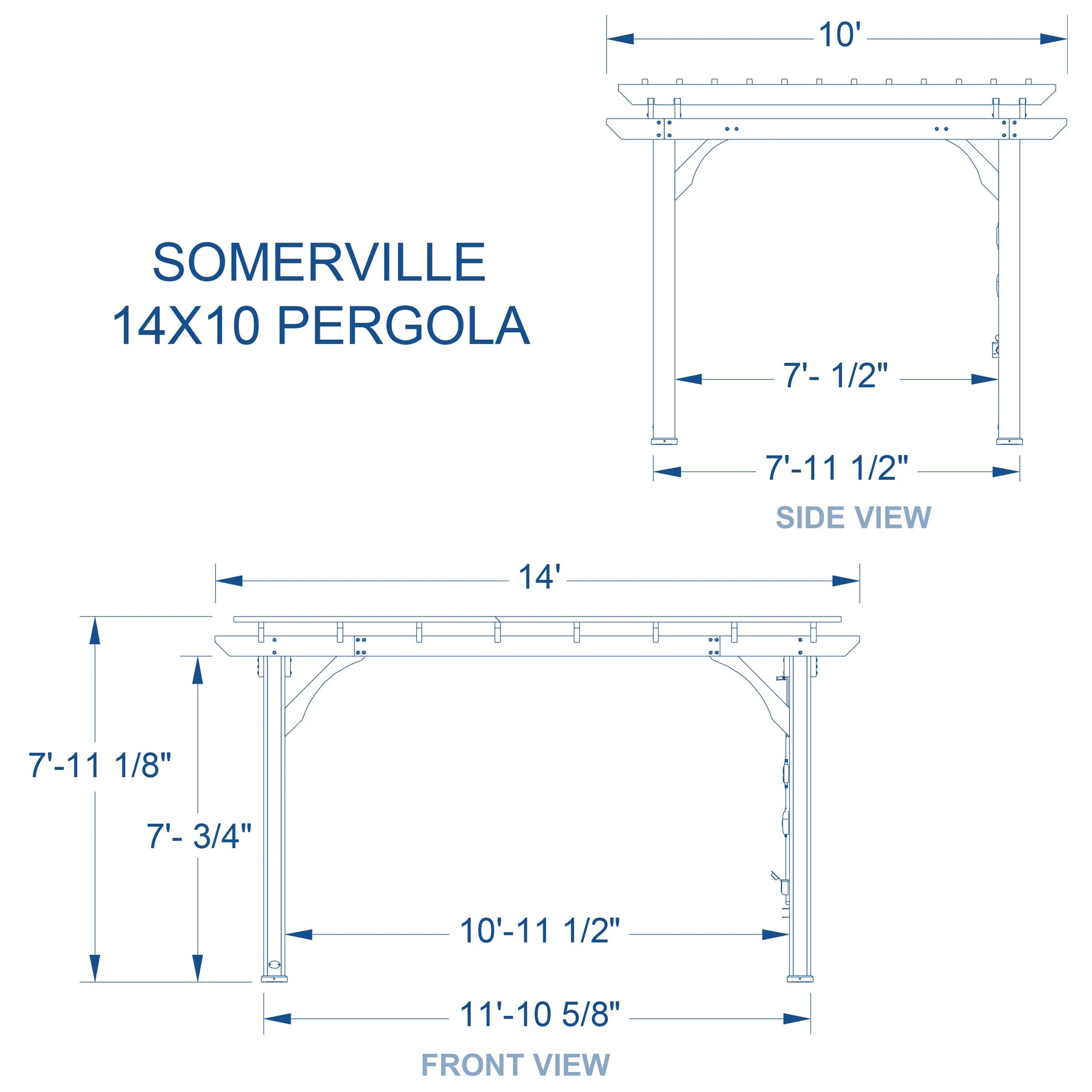 14x10 Somerville Pergola - Barnwood Stain