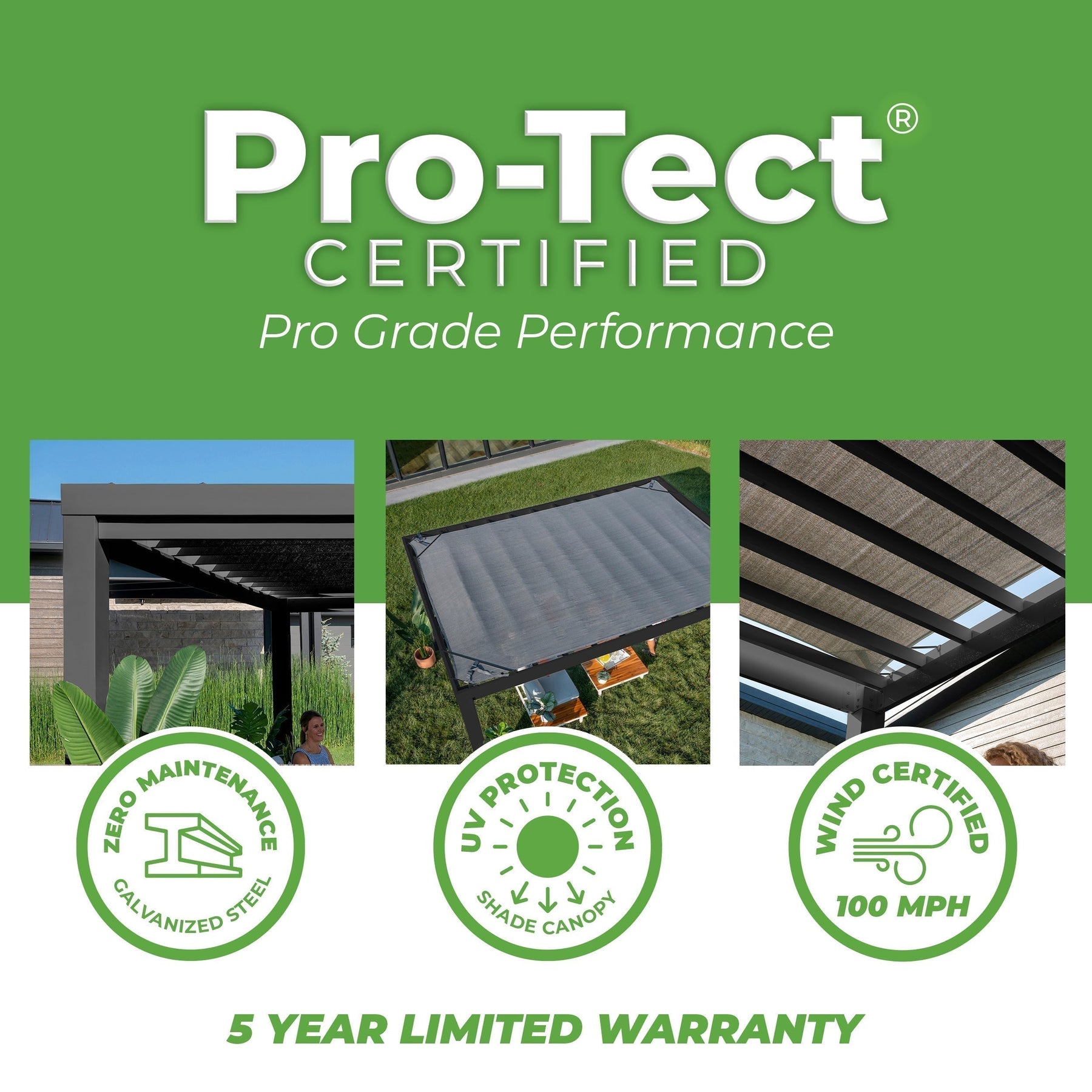 12x10 Trenton Modern Steel Pergola With Sail Shade Soft Canopy